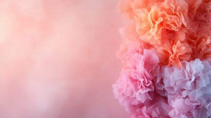 A vibrant display of colorful paper flowers blending beautifully with soft light, representing creativity and the essence of artistic expression in a dreamy atmosphere.