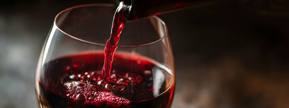 A close-up of red wine being poured into a glass   -