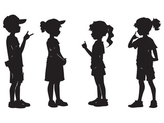 Different pose of children silhouette, Symbol of child