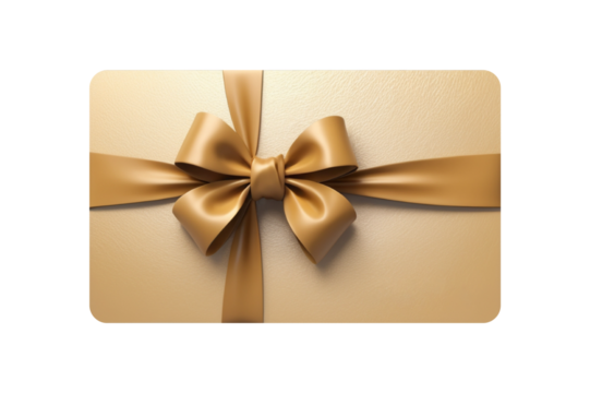 Horizontal ribbon with gold satin bow gift card template and transparent premium formal design layout - Powered by Adobe