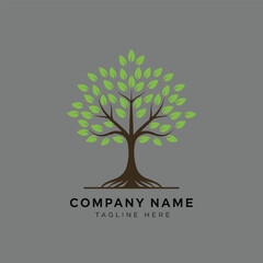 Obraz premium Abstract tree with roots logo design