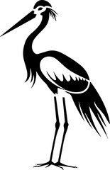 Black and white stork illustration