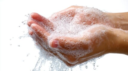 Hands washing with copious lather
