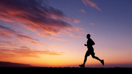 Silhouette of runner at sunset