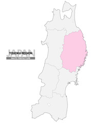 日本地図 東北地方 岩手県 県境有り 03