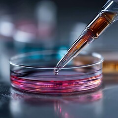 Lab experiment, liquid transfer, Petri dish