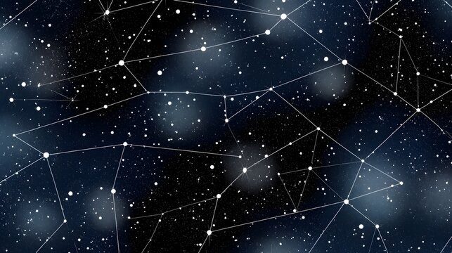 Starry constellations in a dark, celestial sky