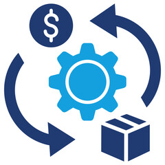 Production Flat Blue Icon