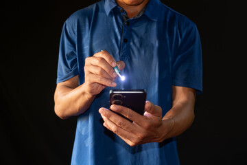 A man signing a digital contract on a smartphone