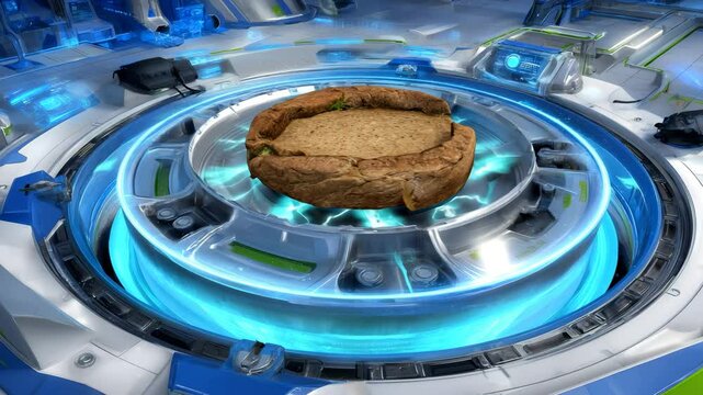 food invention of plant base futuristic food replicator generating bread with futuristic food replicator design and futuristic food replicator mechanism