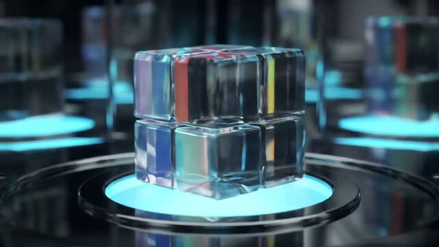 Futuristic Glass Cube Array Technology, Design, Abstract, Digital, Art