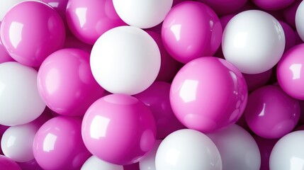 A vibrant collection of pink and white balls densely clustered together, creating a playful and dynamic visual effect perfect for engaging and bright designs.