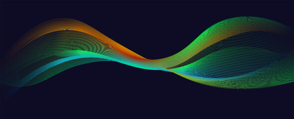 Abstract blue background with flowing lines for futuristic concept. Dynamic waves. vector