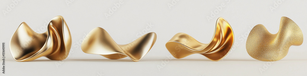 Fototapete abstract golden shapes showcasing elegant design and form generative ai