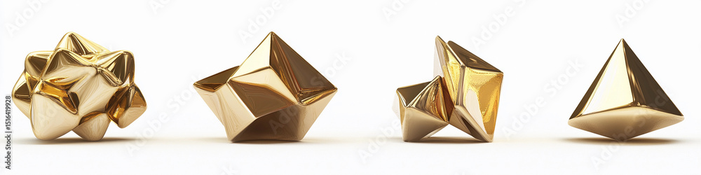 Poster elegant abstract gold shapes showcasing modern design generative ai