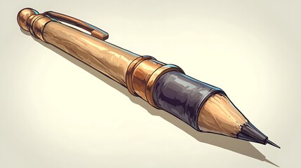 Naklejka premium Wooden Pen Illustration