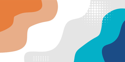 Blue and orange geometric business banner design. Creative banner design with wave shapes and lines for template. Simple design on white horizontal banner. Eps10 vector