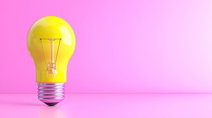 Yellow Lightbulb Pink Background