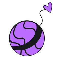 Bonita y encantadora bola de hilo morado con punta de corazón