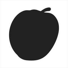 silhouette apple on the white background