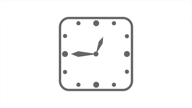 A clock with moving hands. The clock shows 1 o'clock