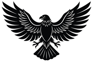 Obraz premium Elegant black and white illustration of a majestic eagle with open wings and a striking silhouette