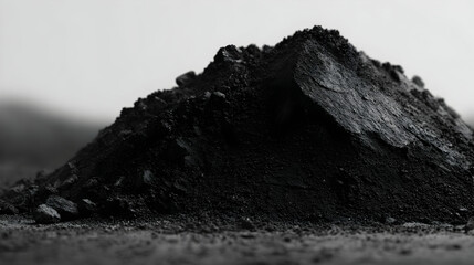 Dramatic close up of a pile of charcoal offering a striking visual texture and contrasts