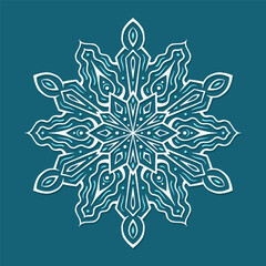 Decoration for New Year Christmas and winter holidays. Snowflake on blue background. Vector illustration 2
