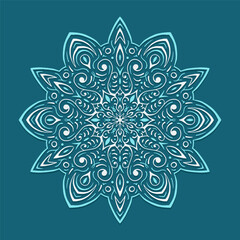 Decoration for New Year Christmas and winter holidays. Snowflake on blue background. Vector illustration 1