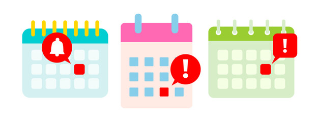 rawSet of Calendar Overdue Date Concept Illustration Set Collection, Effective Time Management for Students: Avoid Burnout with Calendar Reminders and Academic Scheduling Tips. Manage Academic Schedul