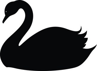 Fototapeta premium Elegant black swan silhouette swimming vector illustration on white background perfect for designs