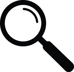 Simple black magnifying glass icon on a white background ideal for search explore investigation and finding concepts