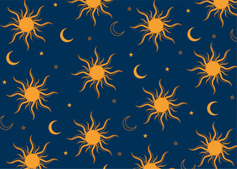 background design with moon, star and sun patterns