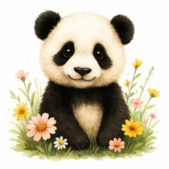 Adorable Panda Illustration for Woodland-Themed Kids’ Room and Nursery Decor