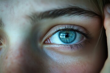 Obraz premium Exhausted Young Woman Struggles with Eye Discomfort from Long Hours at Computer