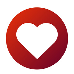 Heart icon isolated on red circle, love button