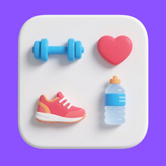 Health and Wellness Lifestyle 3D ICON STYLE