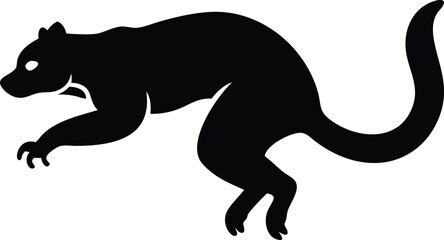 Obraz premium Vector illustration of a dynamic jumping lemur silhouette depicted in black with transparency for creative designs