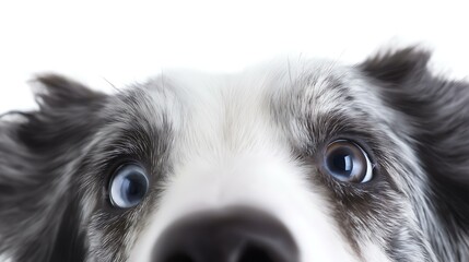 Curious Blue-Eyed Border Collie Portrait - Adorable Furry Shelter Dog with Happy Expression | High Resolution Pet Photography