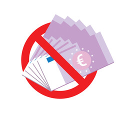 No euro banknotes for transaction icon