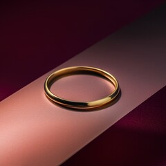 Elegant gold ring placed on a smooth copper surface, showcasing its shine and sleek design in soft...