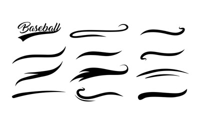 Black baseball swoosh shapes with classic style