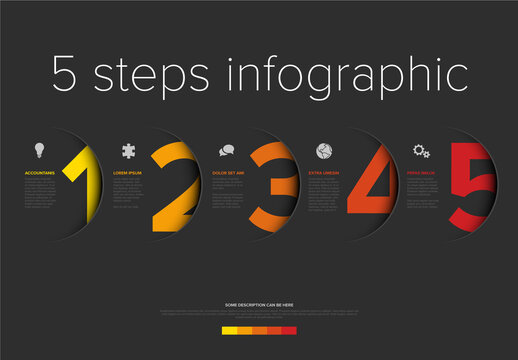 Modern 5 Steps Process Infographic Design Template with Numbers