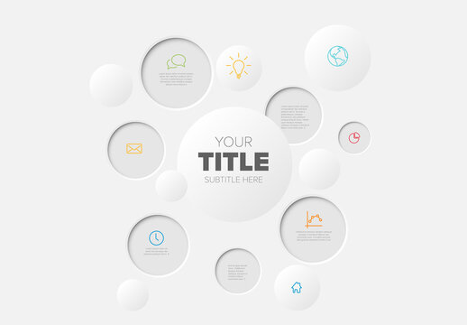 Neumorphic Infographic Circles Template with Business Icons