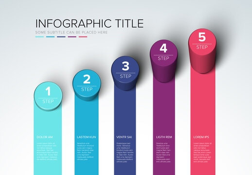 Abstract 3D vertical bar infographic design with 5 steps