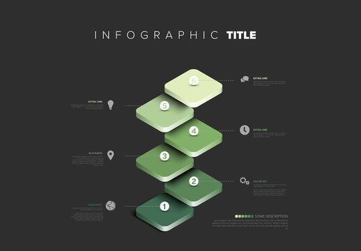 Vertical 6 Steps Isometric Infographic Template - Green Design