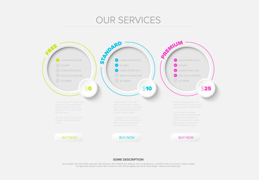 Modern Vector Pricing Table Template for Service Options