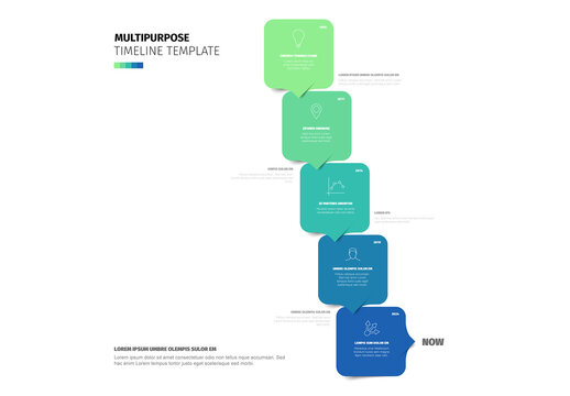 Vertical Multipurpose Timeline Template with square Bubble Design