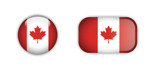 set of Canada flag button vector on white isolated