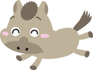 元気に走るかわいい馬のイラスト｜午年・年賀状素材に